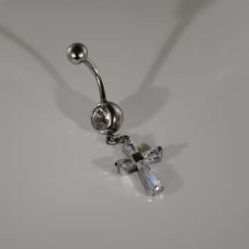 Cross belly piercing