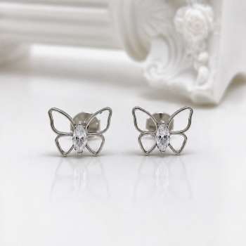 Butterfly white crystal flat back