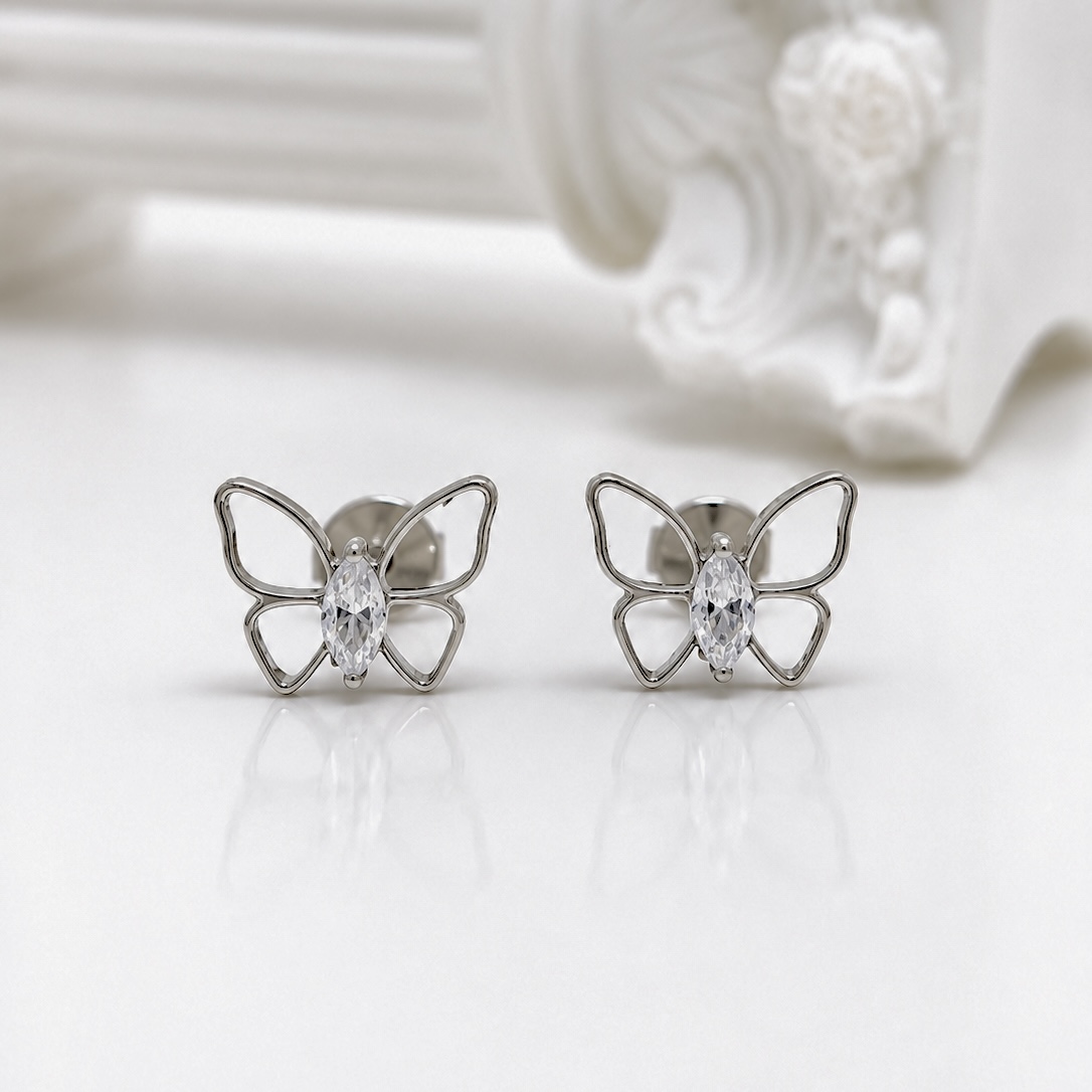 Butterfly white crystal flat back