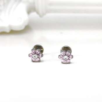 Pink crystal flowers flat back
