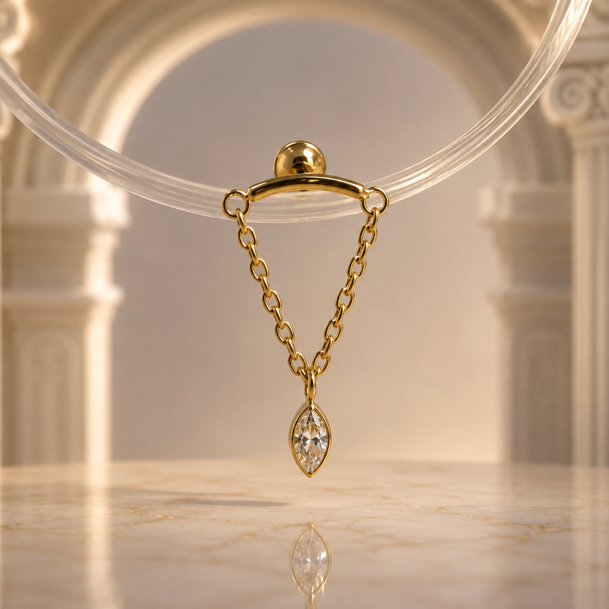 Hidden helix golden teardrop