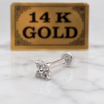 14k white gold flatback