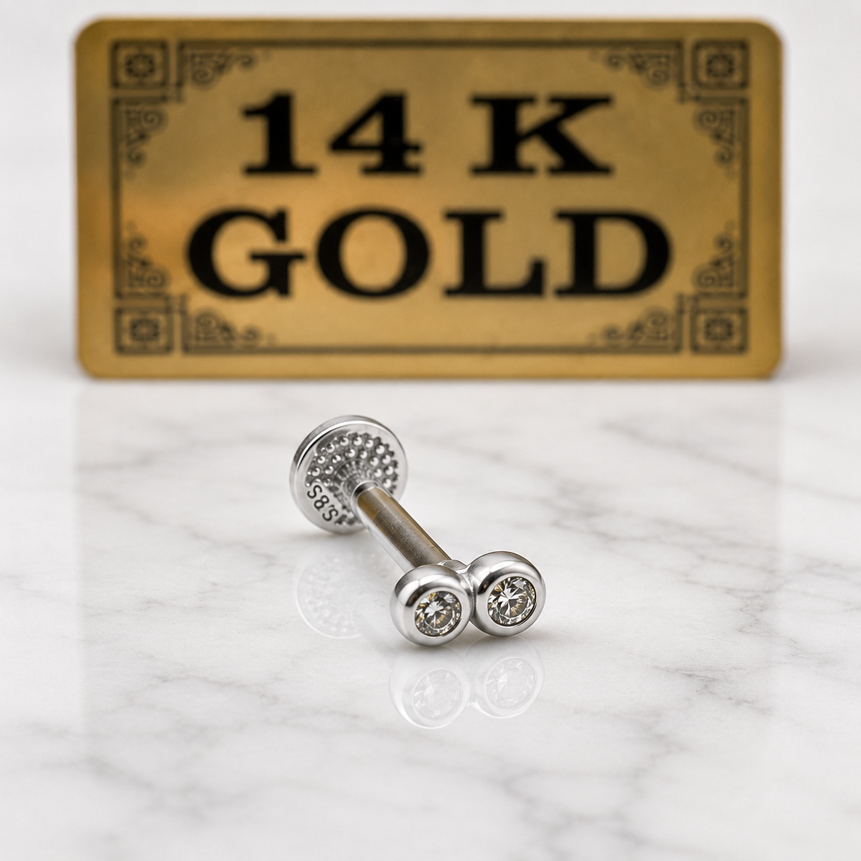 14k white gold flatback