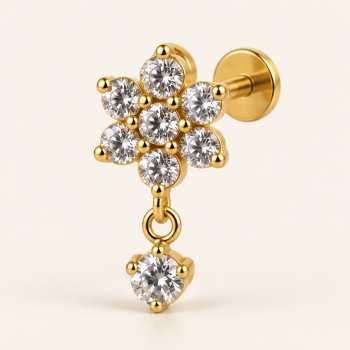 Flora drop in gold flat back
