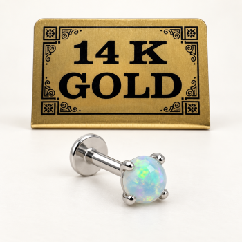 14k white gold opal flatback