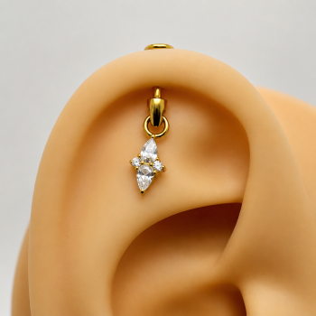 Vertical stones in gold
